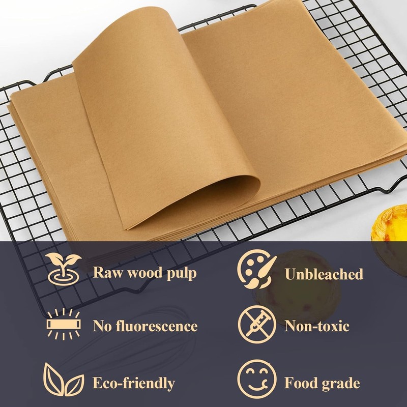 100PCS Unbleached Parchment Paper for Air Fryer Liners, 9×13in-100ps, Brown gallery