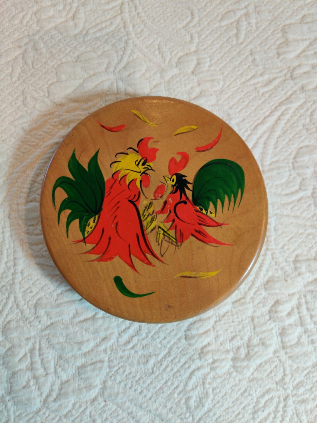 Vintage Fighting Rooster Burger Wood Hinged Press Made In Japan gallery