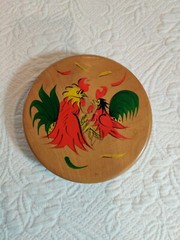 Vintage Fighting Rooster Burger Wood Hinged Press Made In Japan