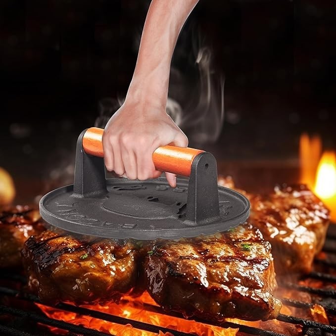 7 inch Burger Smasher Patty Hamburger Press Griddle Bacon Grill Meat cast Iron gallery