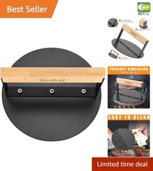 Versatile 6″ Burger Press with Wood Handle – Ideal for Bacon & Panini Cooking