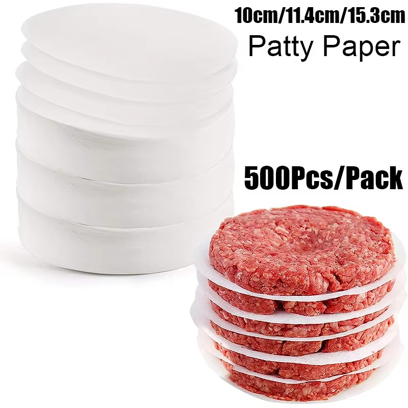 500Pcs Hamburger Patty Paper, Wax Papers to Separate Frozen Pressed Patties for gallery