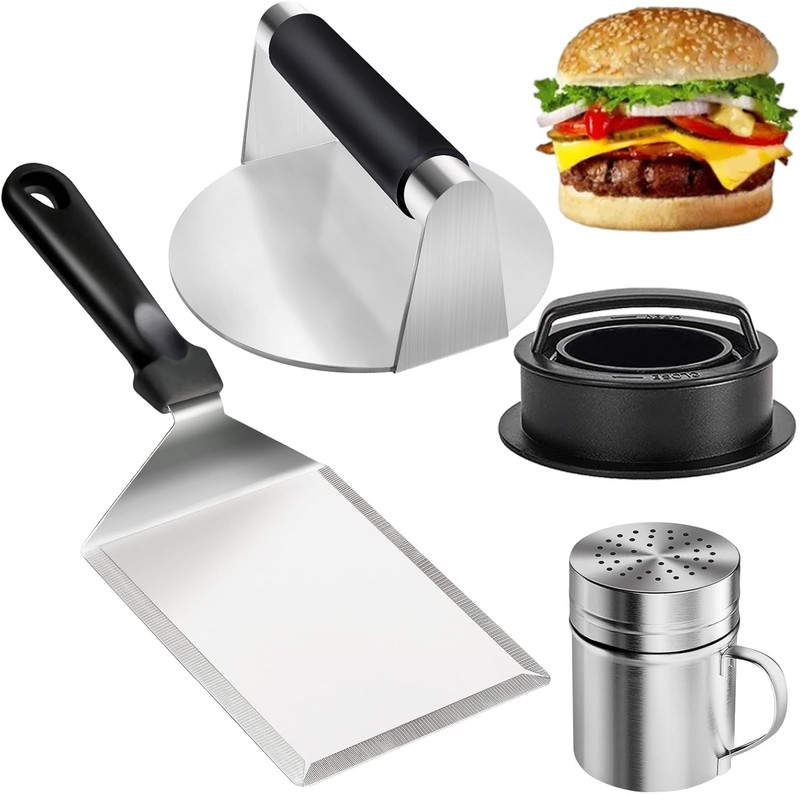 4PCS Grill Accessories for Blackstone, Stainless Steel Smash Burger Press Kit, I gallery