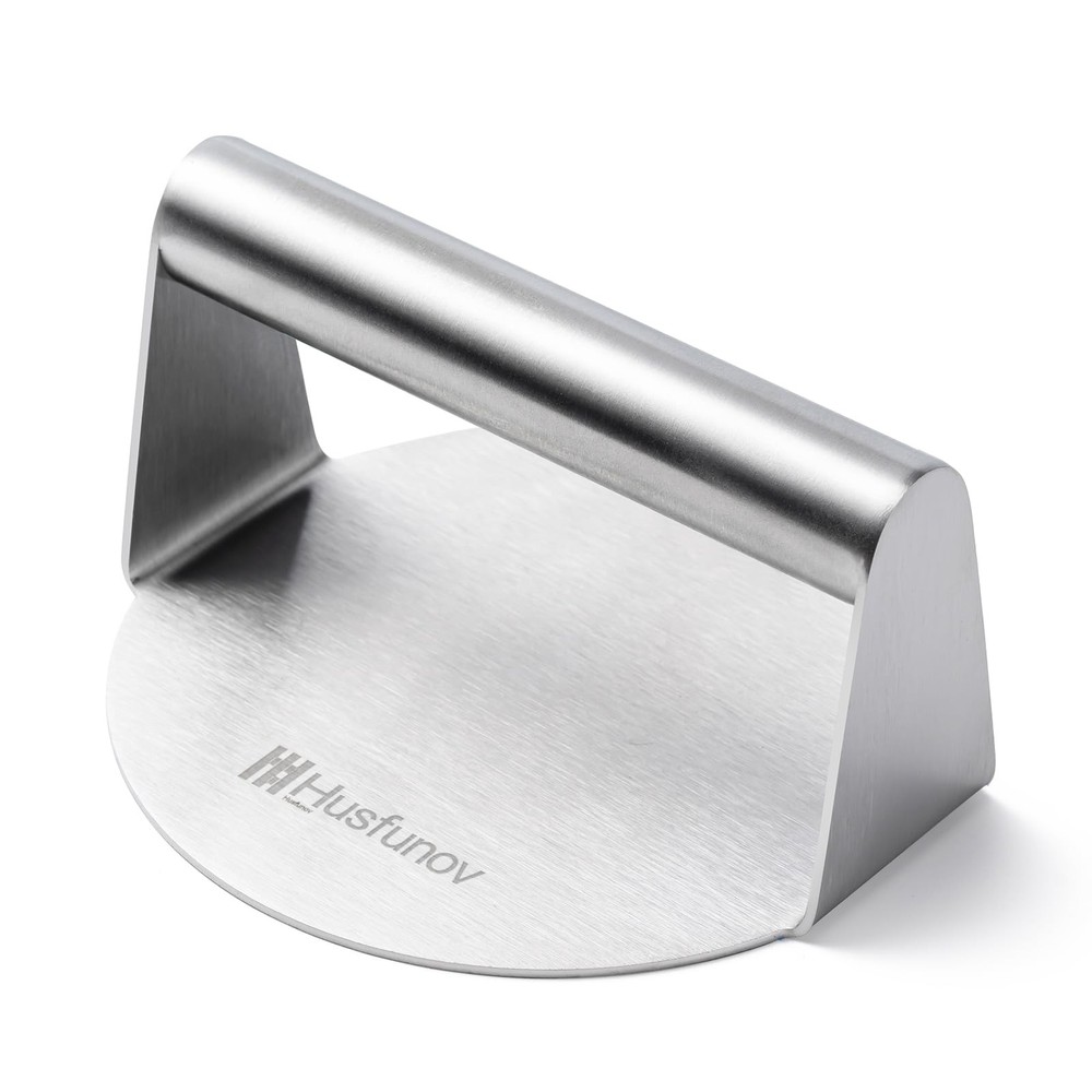 Husfunov Stainless Steel Burger Press, 5.5 Inch 5.5inch-Steel Handle, Sliver