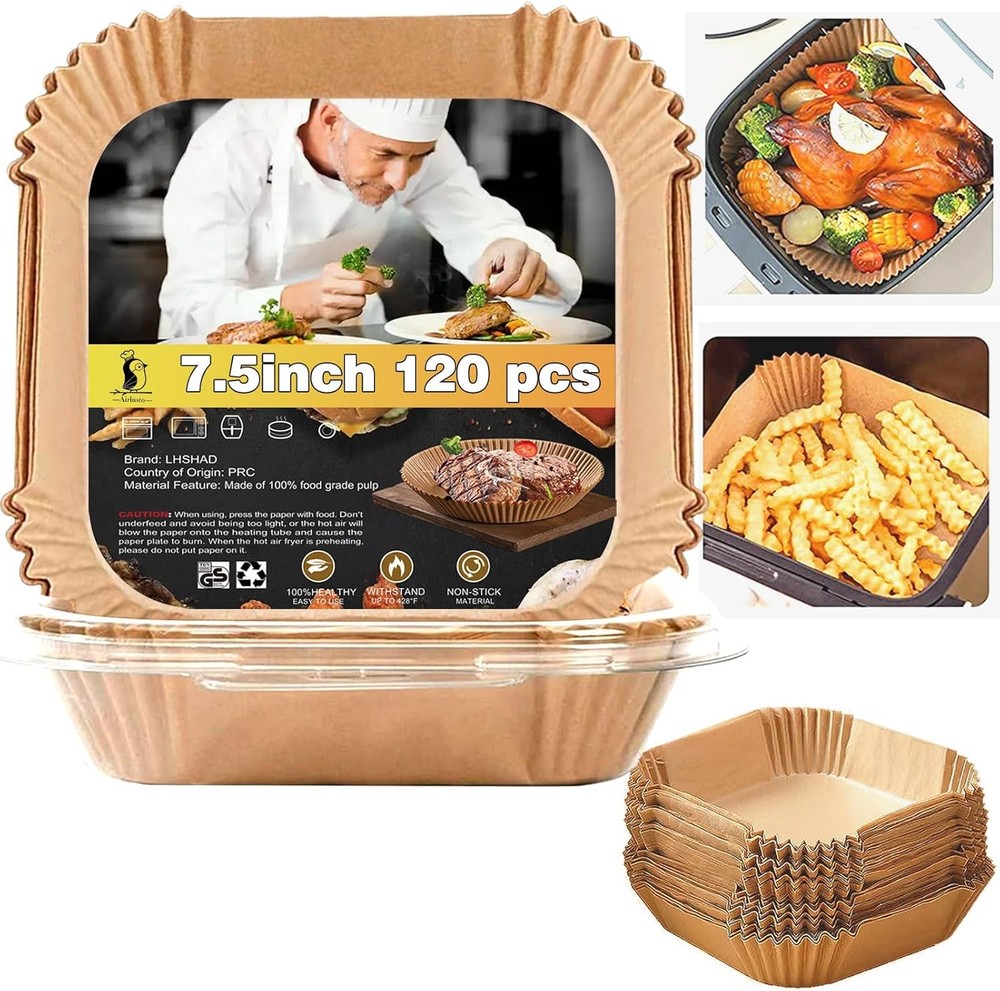 4 qt Air Fryer Liners, Chefman 7.5Square, Natural