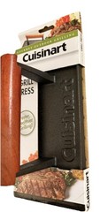 Cuisinart 9” Cast Iron Grill Press Nonstick Wooden Handle NEW