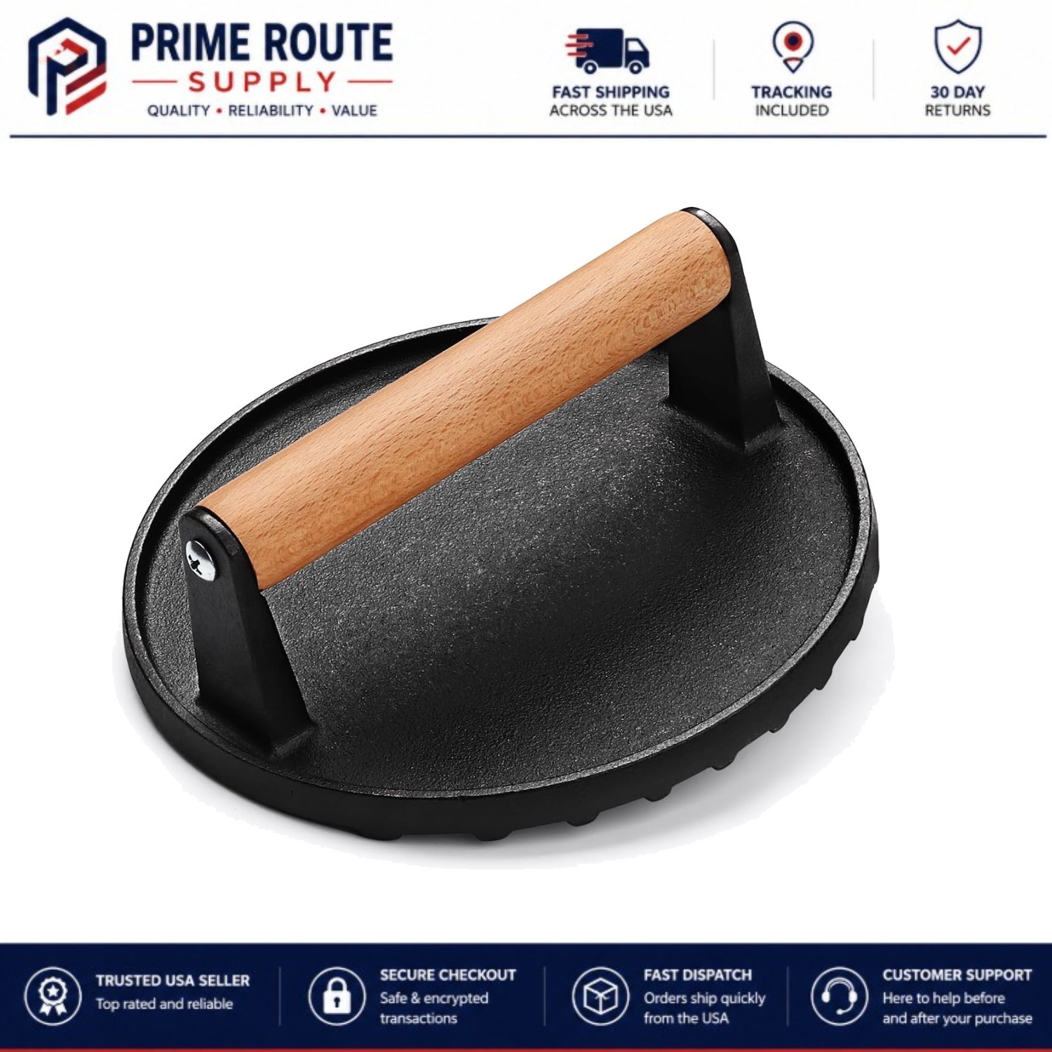 Professional Cast Iron 6.9In Round Press – Perfect for Burgers & Paninis gallery