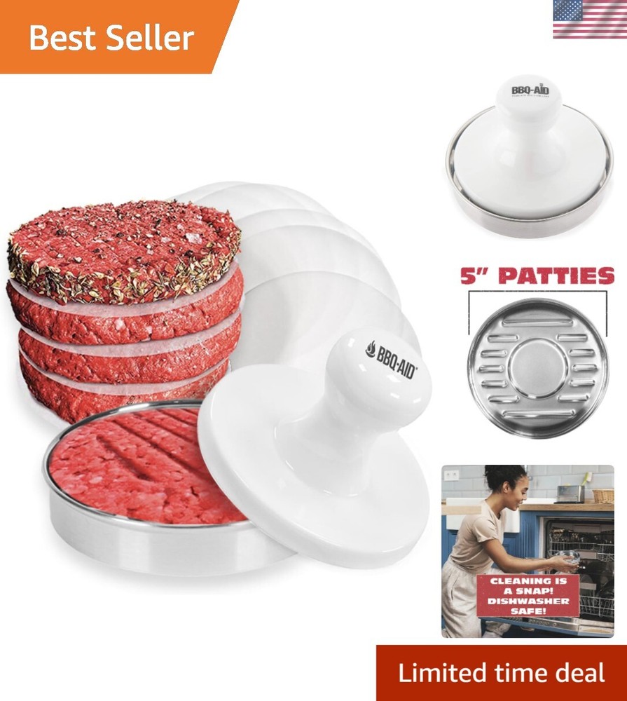 Stylish Heavy-Duty Burger Press - 5 Inch Round for Griddle and Grill Cooking
