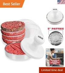 Stylish Heavy-Duty Burger Press – 5 Inch Round for Griddle and Grill Cooking