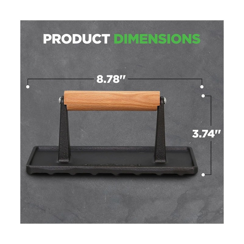 NutriChef Cast Iron Weight Grill Press – Heavy-Duty Griddle Pre... FAST US gallery