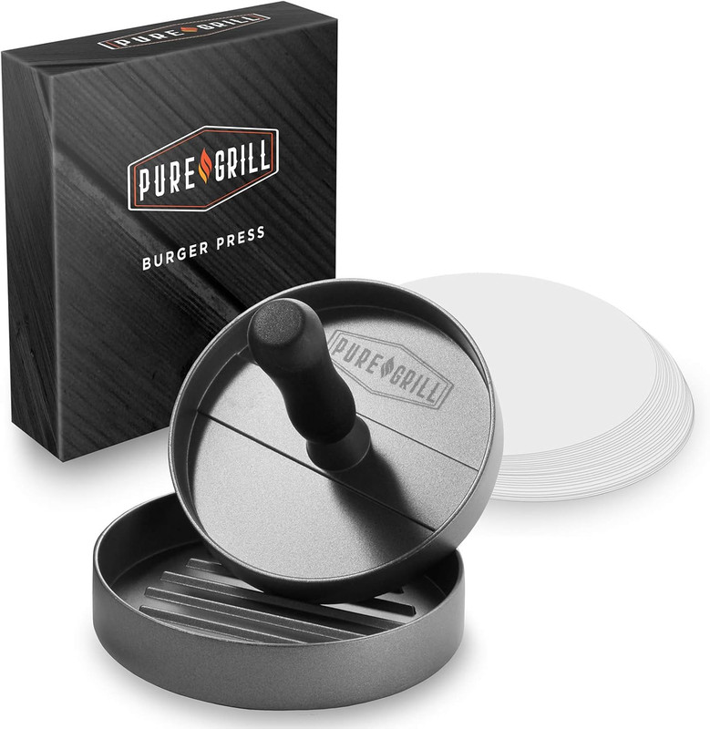 Pure Grill Burger Press - Aluminum BBQ Patty Maker with 100 Wax Papers for Grill gallery