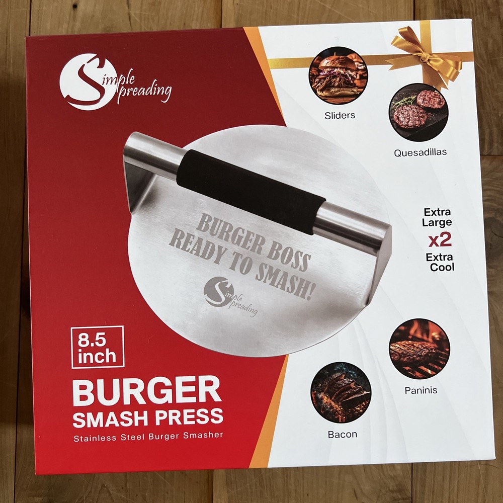 Smash burger Grill press Simply Spreading 8.5 Inch Stainless Steel New in Box