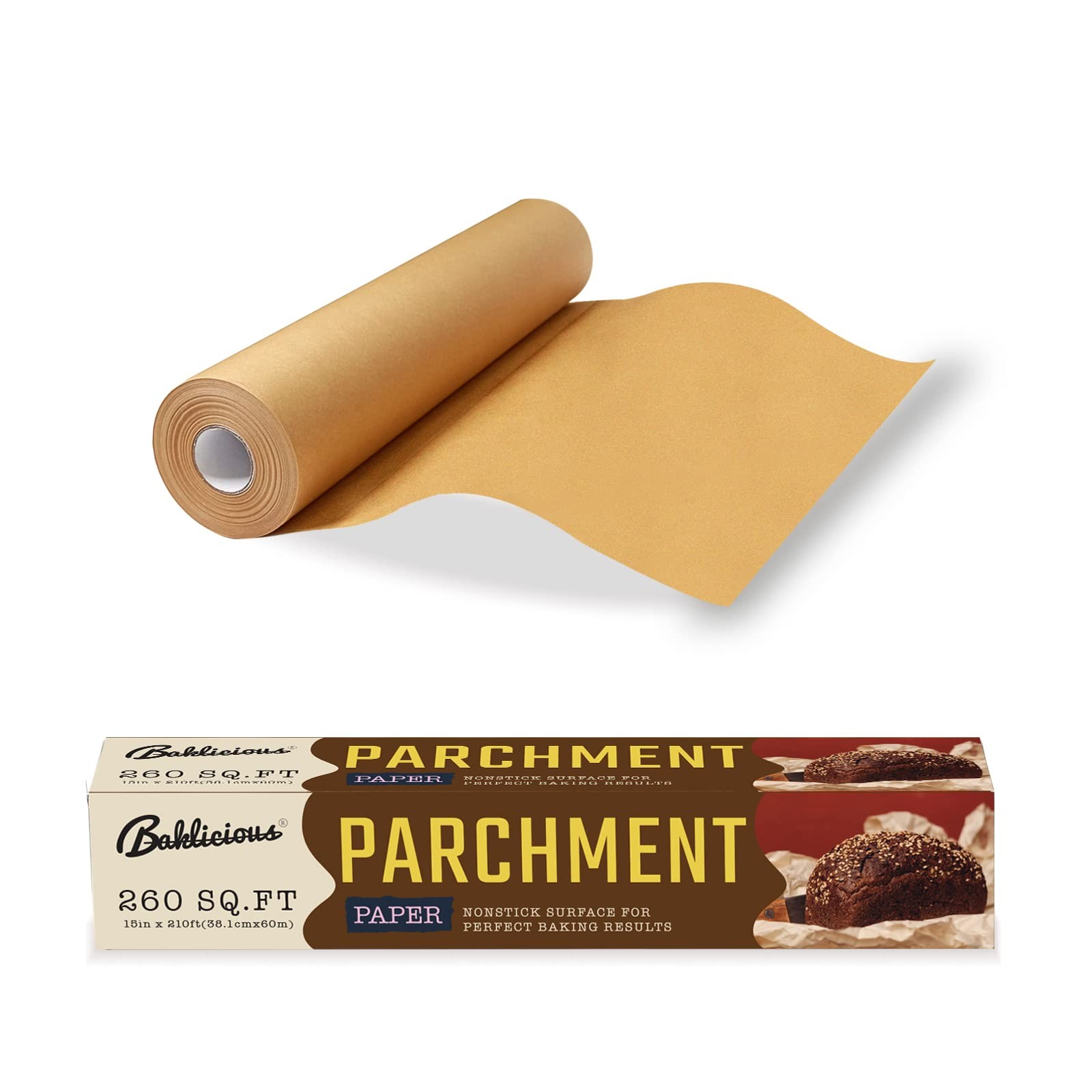 Unbleached Parchment Paper Roll for Baking, 15 in x 210 15inch-rolls, Brown gallery