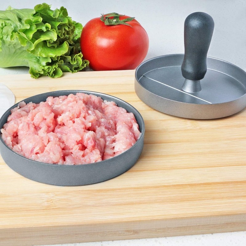 Prensa para hamburguesas aluminio grado alimenticio con mango ABS antiadherente gallery