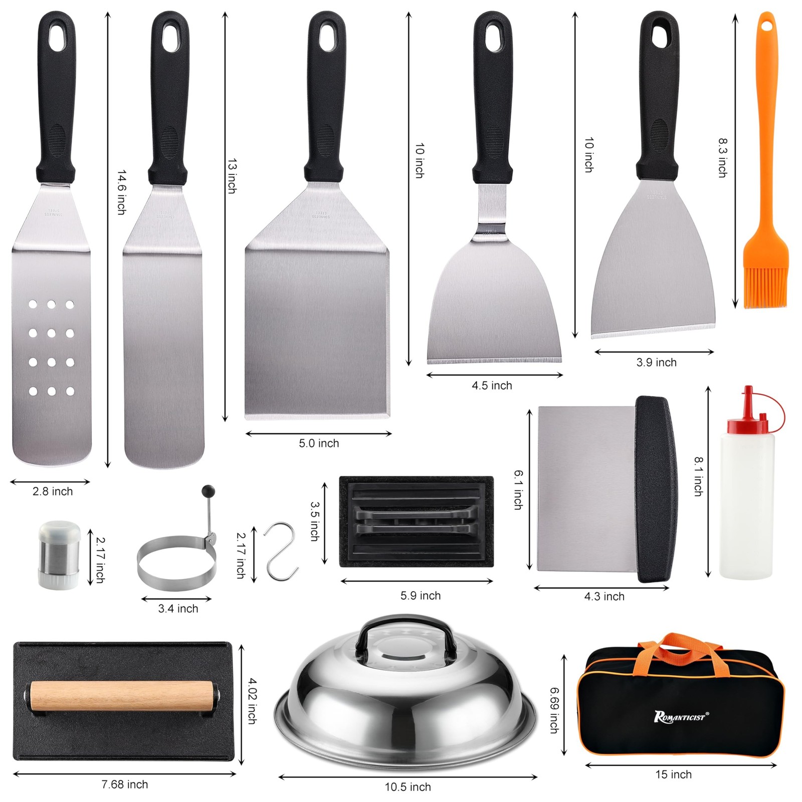 ROMANTICIST 29PCS Griddle Accessories Set - Flat Top Teppanyaki Spatula Set w... gallery