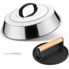 Melting Dome & Cast Iron Grill Press 12"Basting Cover with Round Bacon Burger gallery