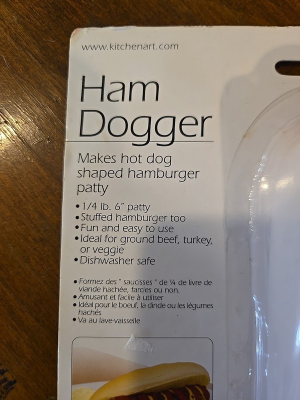 Kitchen Art Ham Dogger Hotdog Shaped Hamburger Patty Press Mold NEW gallery