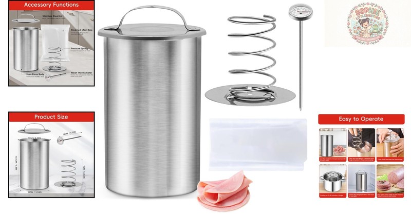 Effortless Meat Press Mold for Healthy Deli Meats - Stainless Steel & 20 Bags gallery