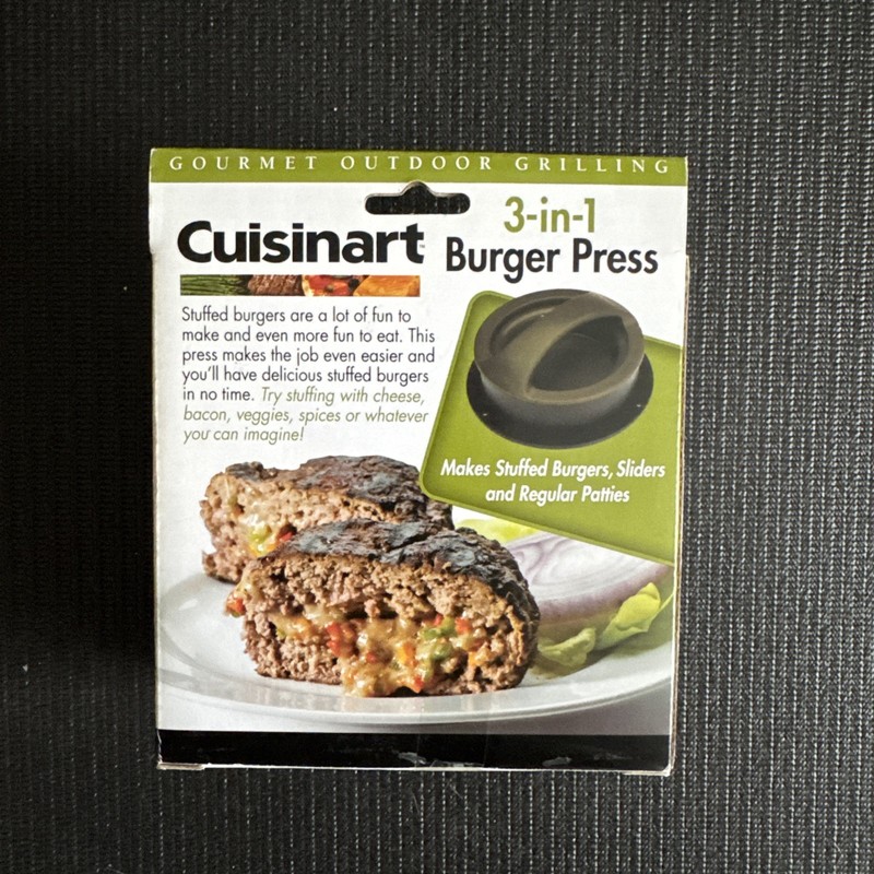 NEW Cuisinart 3-In-1 Stuffed Burger Press for Sliders Black grilling sealed gallery