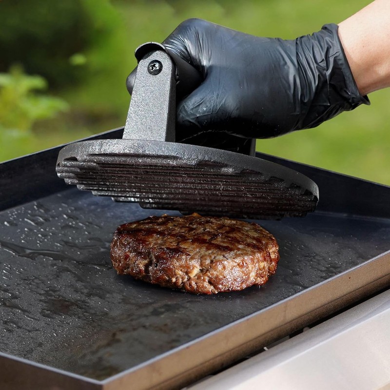 Cast Iron Grill Press Heavy-Duty Smash Burger Press Meat Steak W/ Handle Griddle gallery