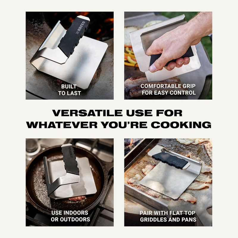Griddle Press, 2.6 Lbs - Heavy-Duty, Stainless Steel, USA Made - Smash Burgers, gallery