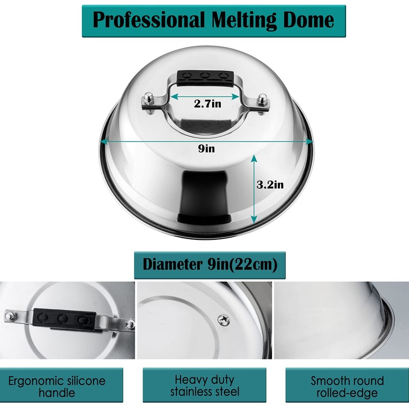 Melting Dome Grill Press For Griddle Stainless Steel 9in Basting Cover Heavy gallery