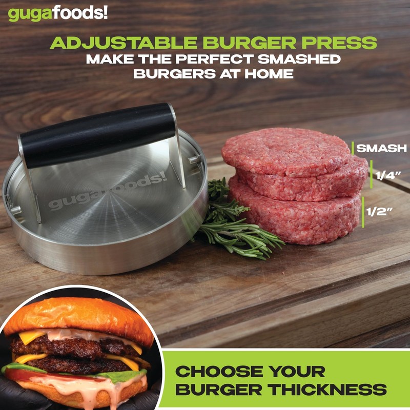 Adjustable Burger Press Stainless Steel Patty Maker For Grilling 3 Sizes gallery
