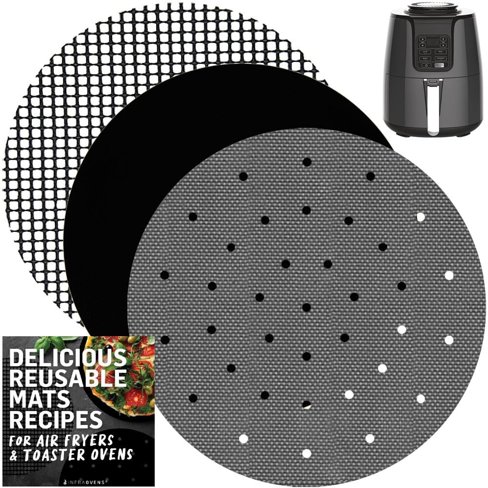INFRAOVENS Air Fryer Liners Round Reusable Replacement for Small, Black