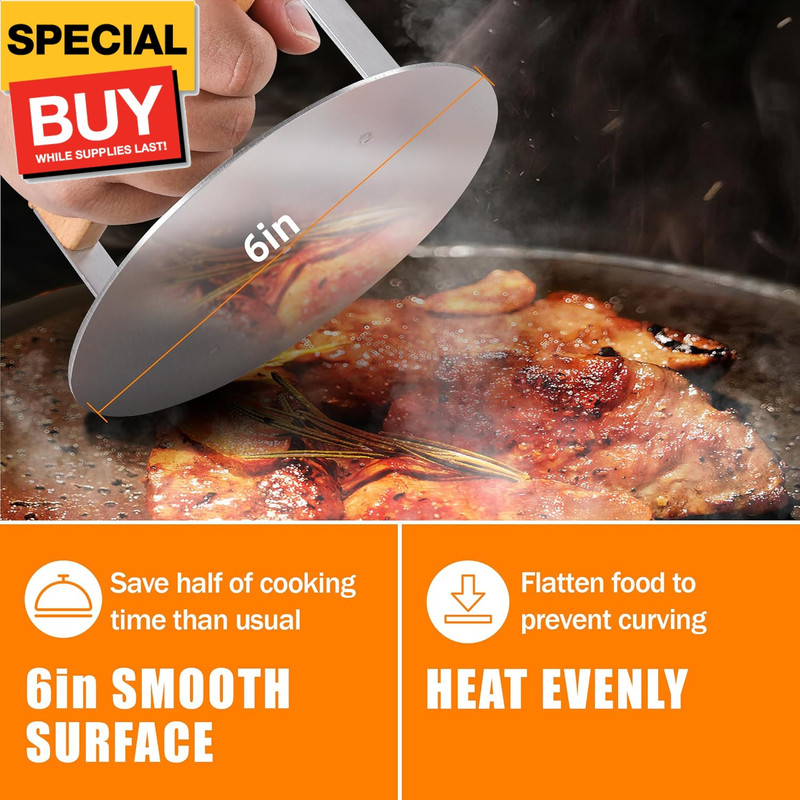 Stainless Steel Burger Press, 6 inch Round Burger Smasher Round Hamburger Press gallery