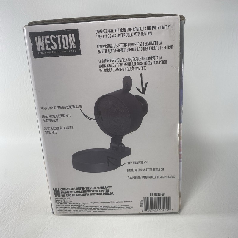 Weston Burger Express W/Patty Ejector 07-0310-W 4.5" Patties Unused Open Box gallery