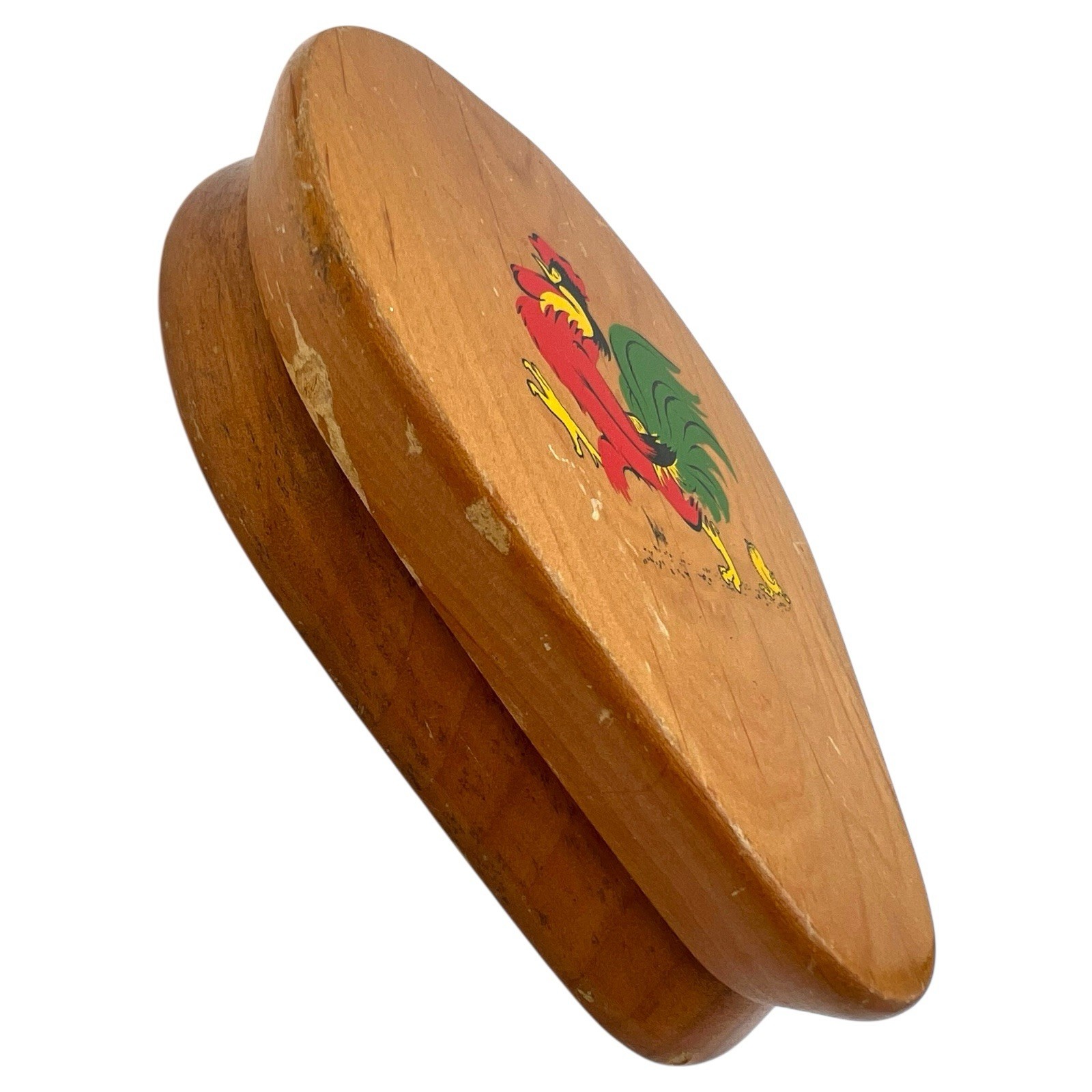 Vintage 1950s Japan Blaté Provincial Rooster Wooden Hamburger Press Wall Plaque gallery