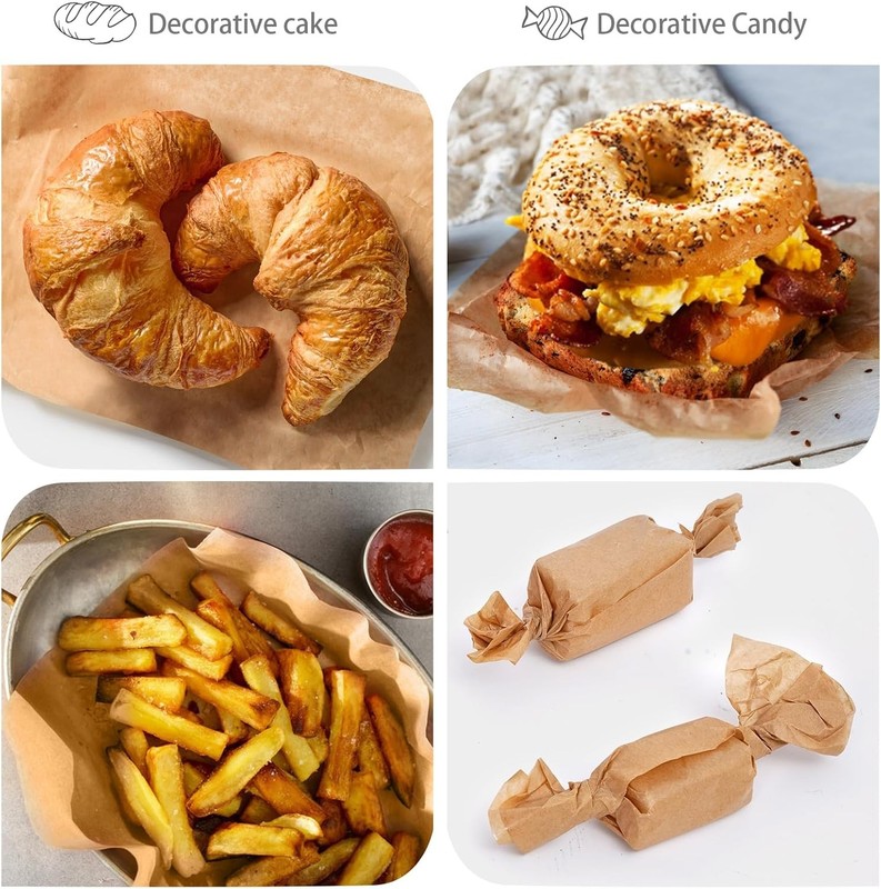200Pcs 6 x 6 In Hamburger Patty Paper, Unbleached small size, wood color gallery