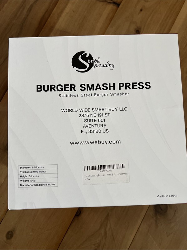 Smash burger Grill press Simply Spreading 8.5 Inch Stainless Steel New in Box gallery