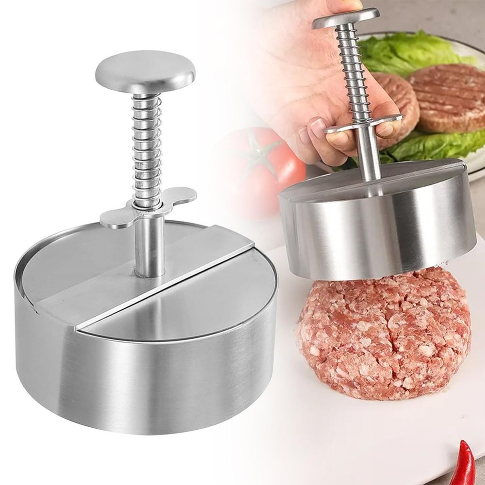 Kitchen Stainless Steel Burger Press Manual Tool for Homemade Juicy Patties