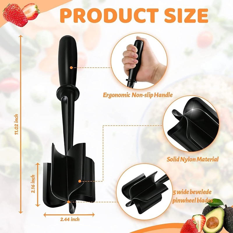 Meat Chopper, Hamburger Potato Masher-Professional Black gallery