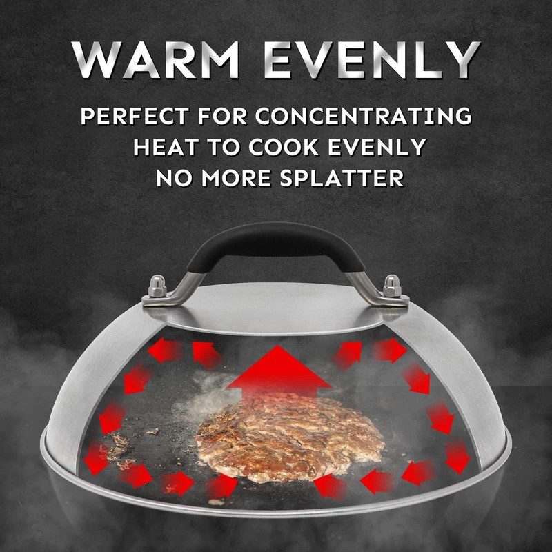 Stainless Steel Burger Press & Melting Dome 6.2'' Grill Press 9'' Basting Cover gallery