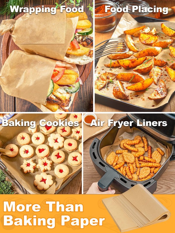 SMARTAKE 200 Pcs Parchment Paper Baking Sheets, 12x16 12" x 16", Unbleached gallery