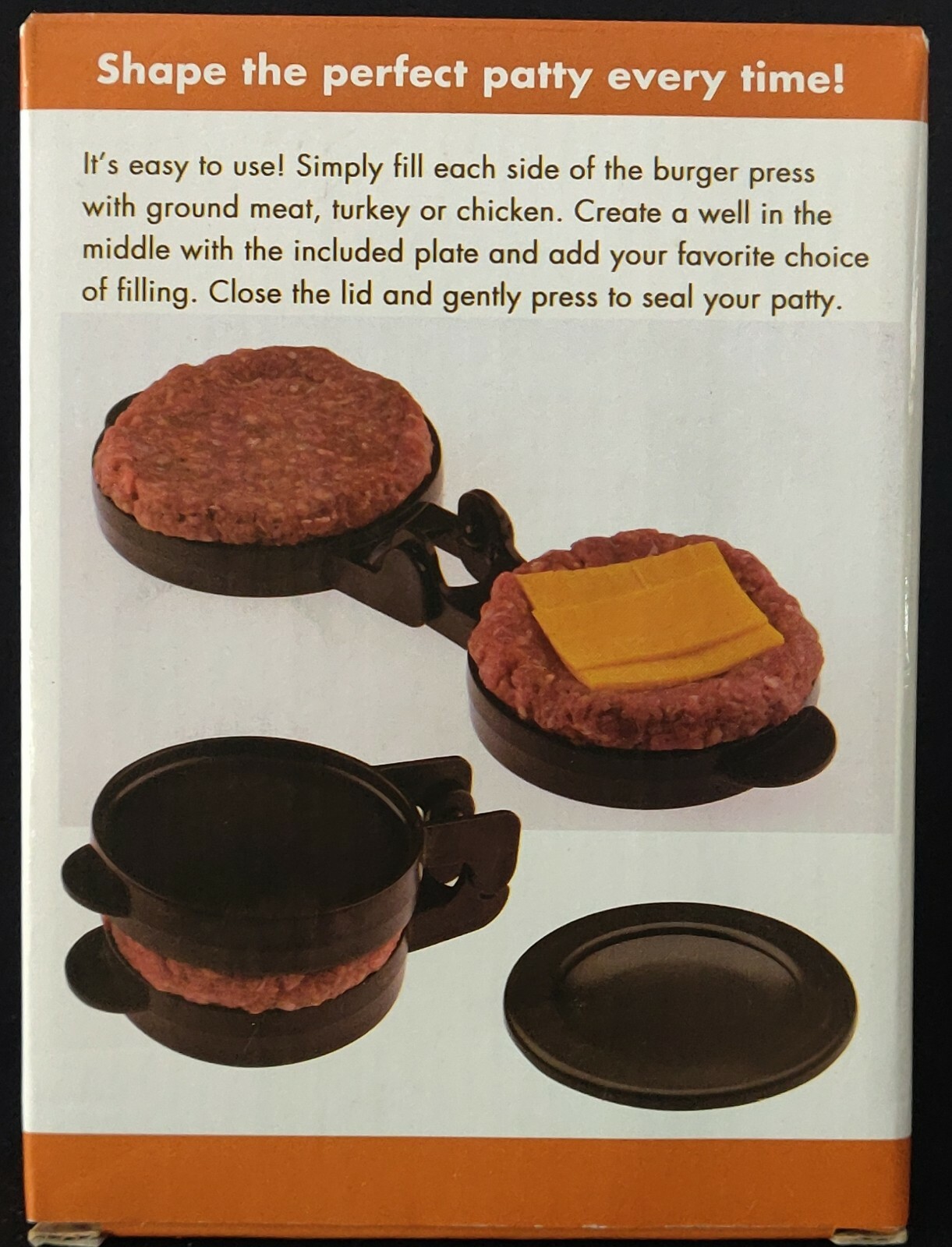 NEW - Cooks Works Steak House Burger Press -fill hamburger with favorite filling gallery