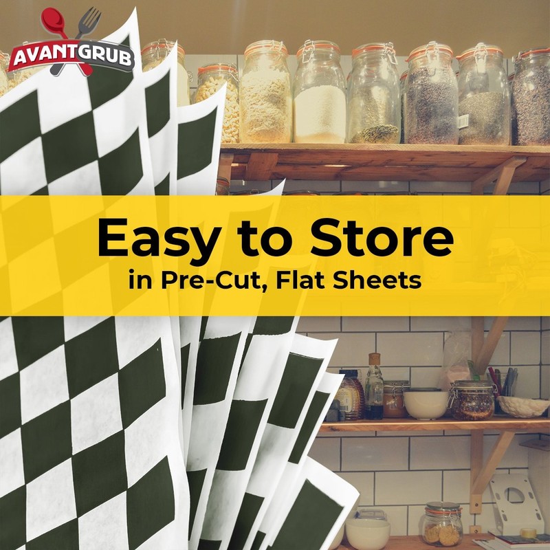 Extra Large, Grease Resistant Black Checkered Sandwich 15x15 Deli Wrap, gallery
