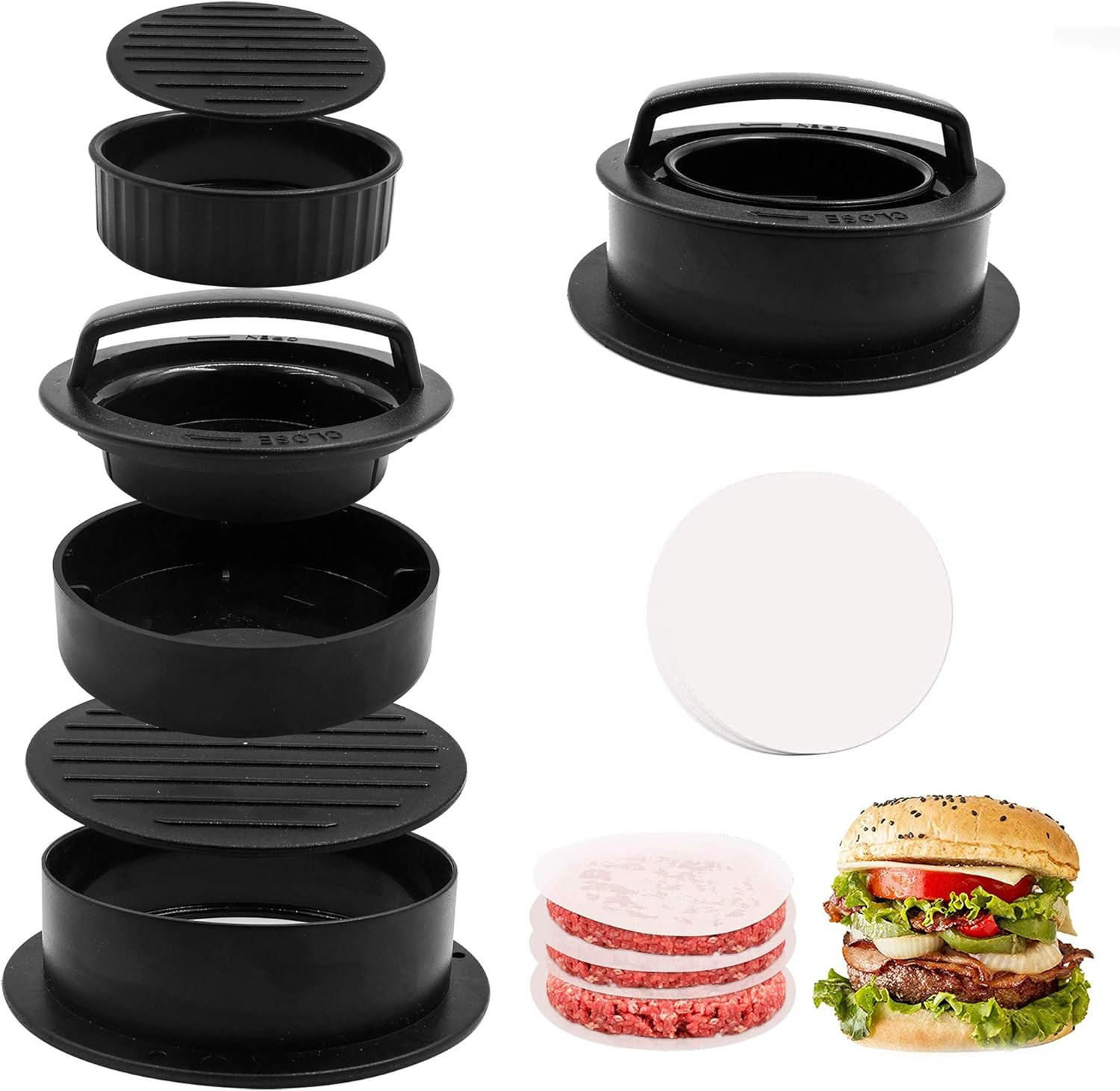 Burger Mold Hamburger Press Patty Maker Different Size Patty Molds, Works Best f gallery
