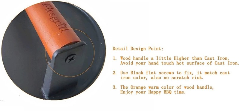 2 Pack Round and Rectangle Cast Iron Grill Press with Wooden Handle for Griddle gallery