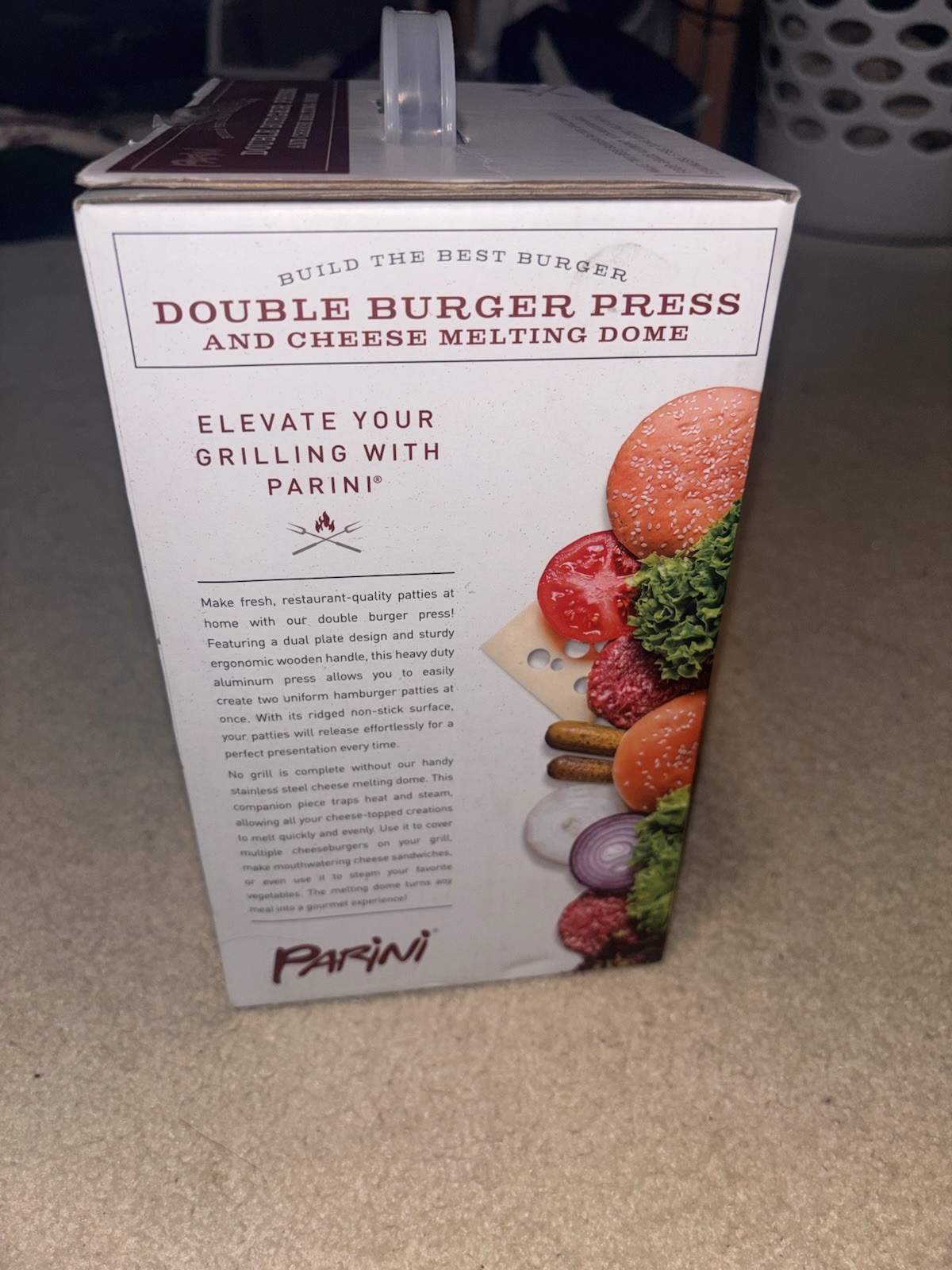NEW Parini Double Non-Stick Burger Press & Cheese Melting Dome 8.75" NIB gallery