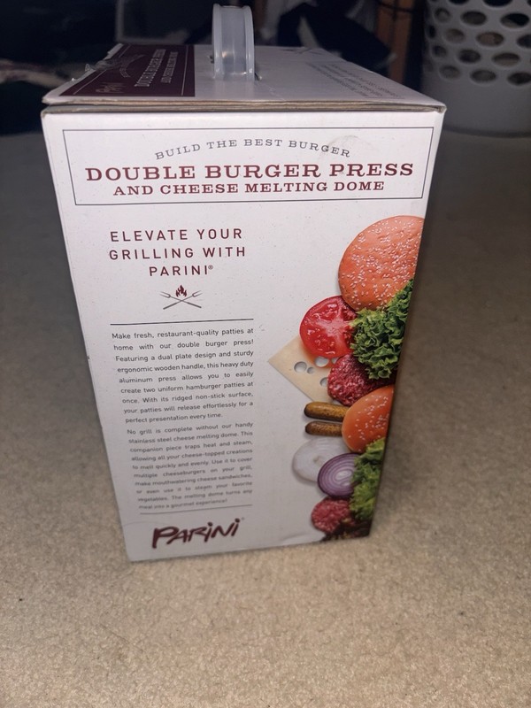 NEW Parini Double Non-Stick Burger Press & Cheese Melting Dome 8.75" NIB gallery