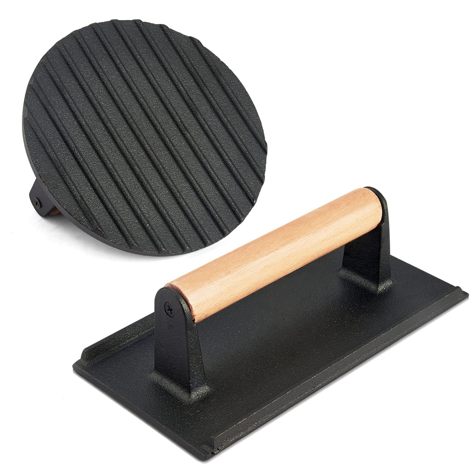 2 Pcs Cast Iron Bacon Press Small Burger Grill Press with Ergonomic Handle gallery