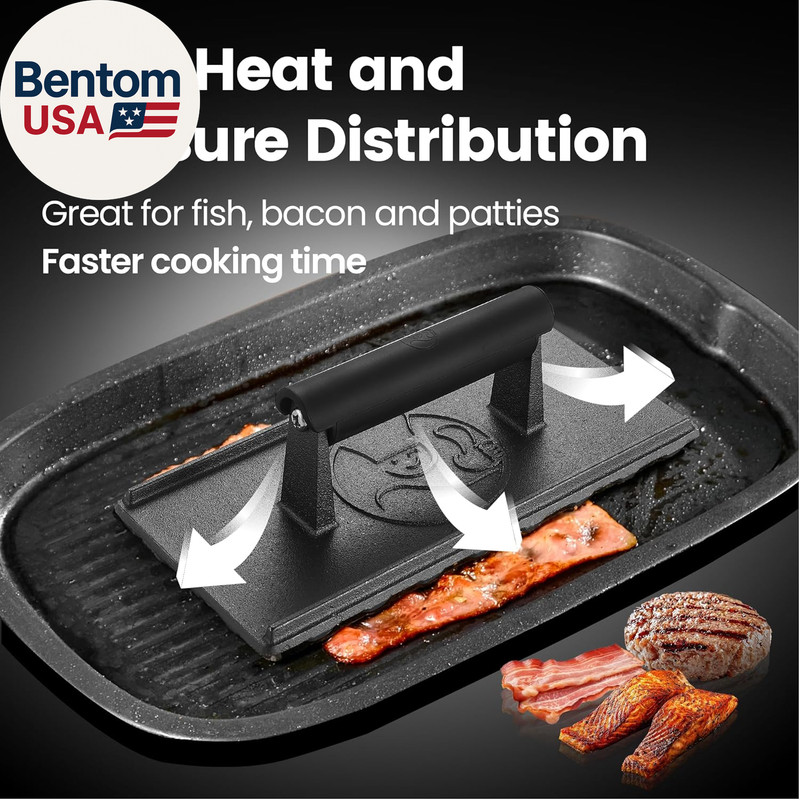 3Lb Cast Iron Grill Press, Heavy Duty Smash Burger Press for Griddle Heat Resist gallery