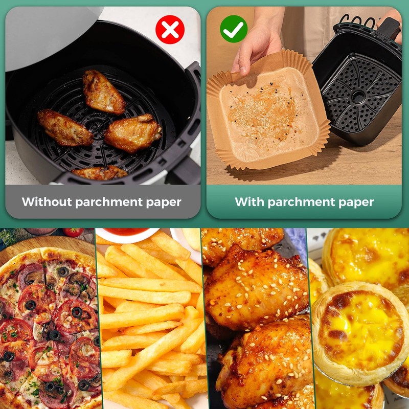 125Pcs 4.7 Inch Air Fryer Disposable Liners, 2 QT 4.7"Square, Natural gallery