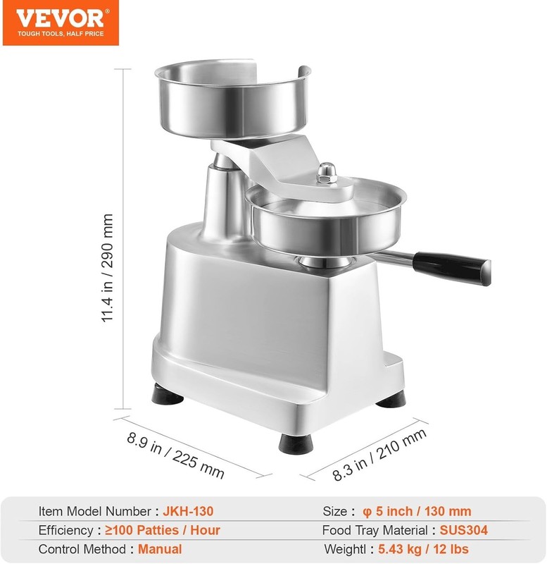 Commercial Burger Patty Maker, 130mm/5inch Hamburger Beef Patty Maker, Hea gallery