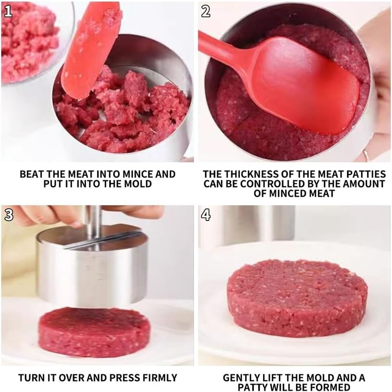 Stainless Steel Adjustable Hamburger Press & Patty Maker Non-Stick Professional gallery