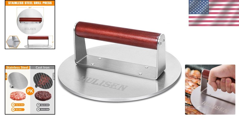 2.5lbs Heavy Duty Stainless Steel Grill Press with Cool-Touch Handle – 8.5 Inch gallery
