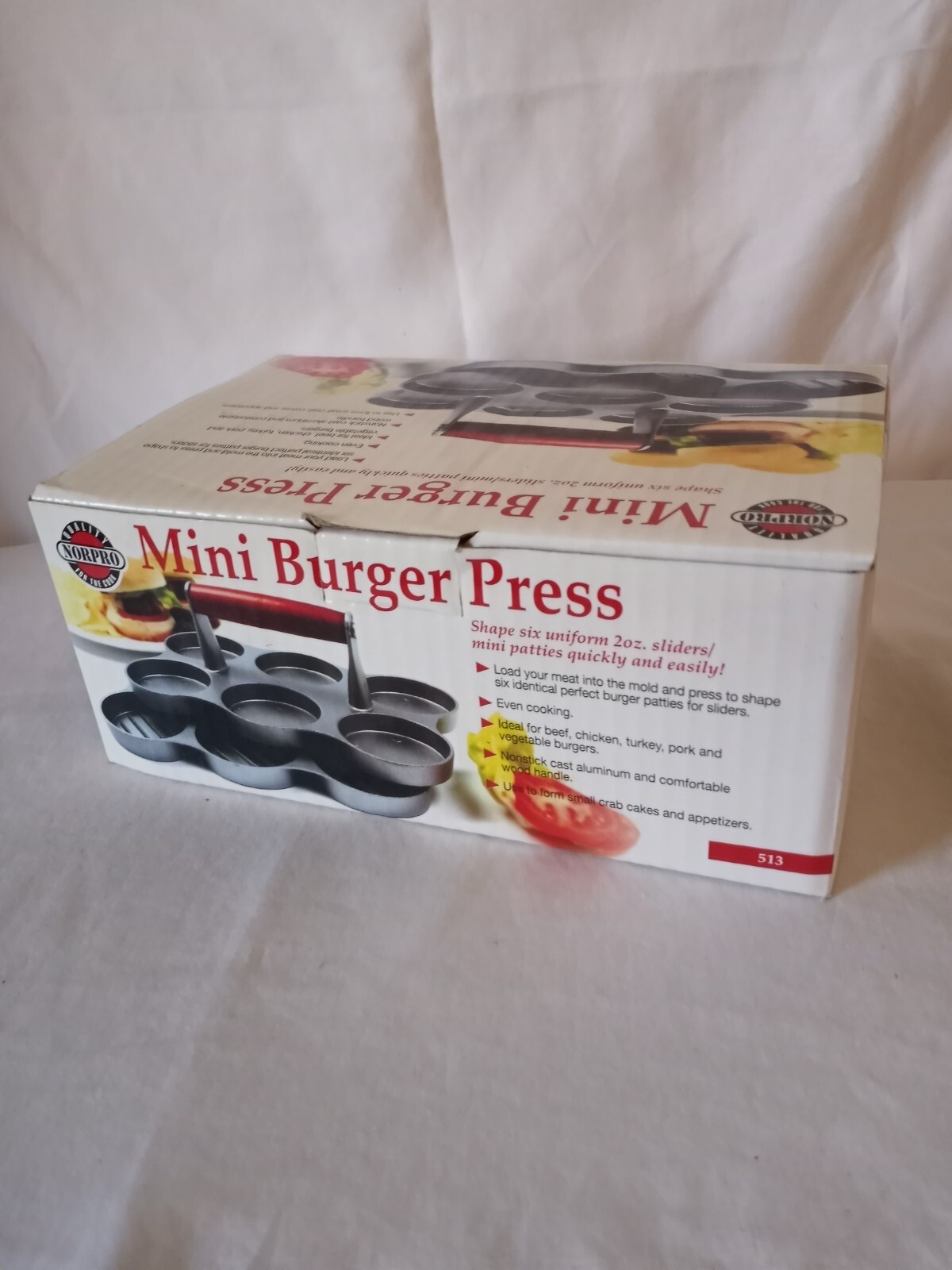 Norpro Mini Burger Press for 6-20oz Sliders, Non Stick Aluminum w/ Wooden Handle gallery